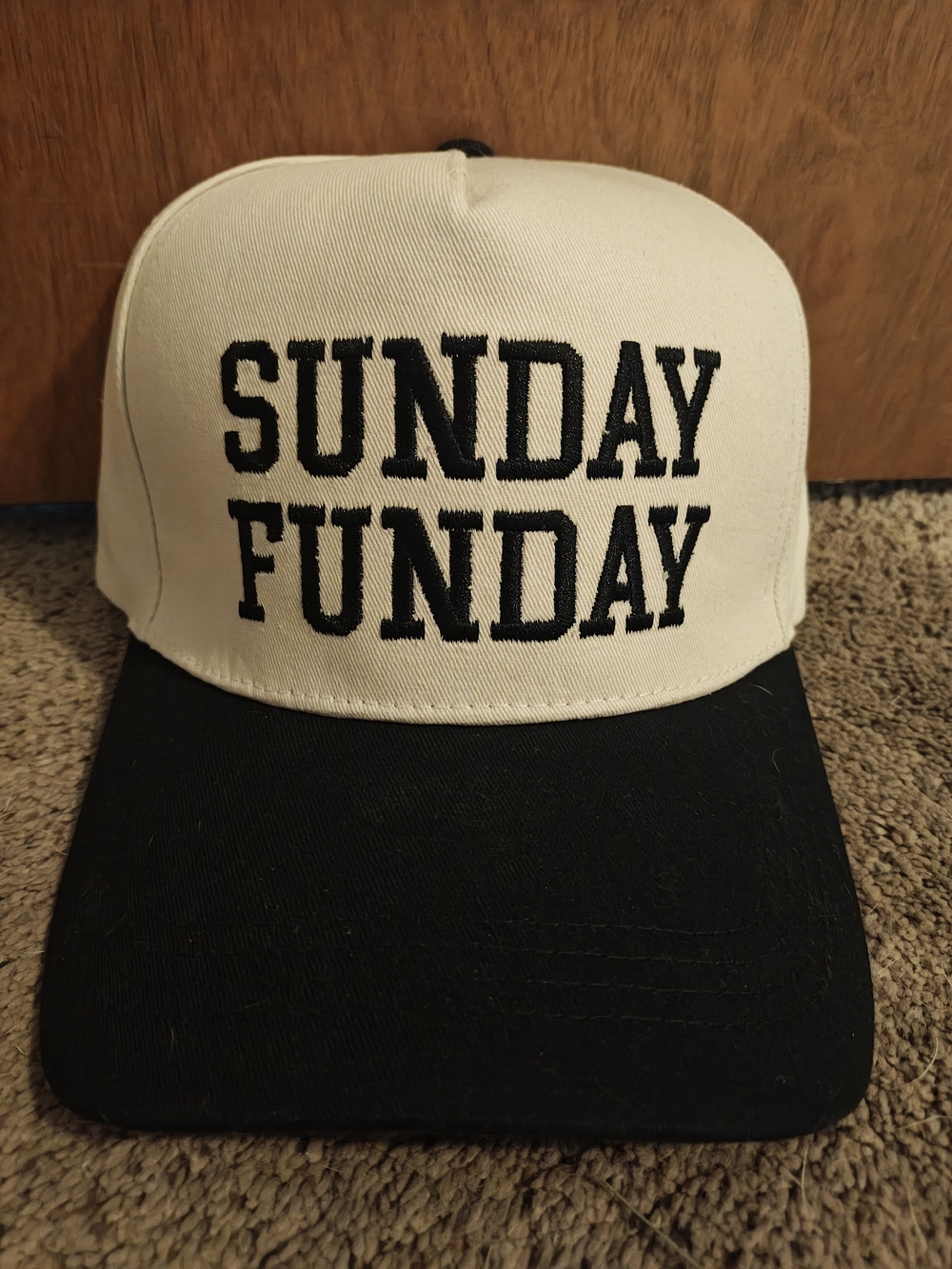 Sunday Funday Two-Tone Baseball Cap - Black & Cream